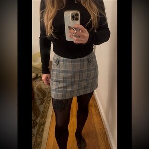 Banana Republic Gray and Blue Plaid Mini Skirt